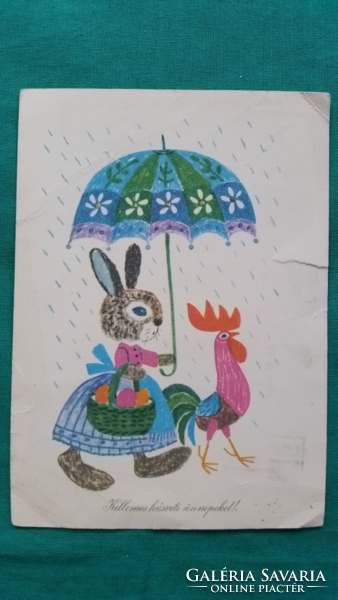 Old Easter postcard - drawing: Zsuzsa Demjén, ran