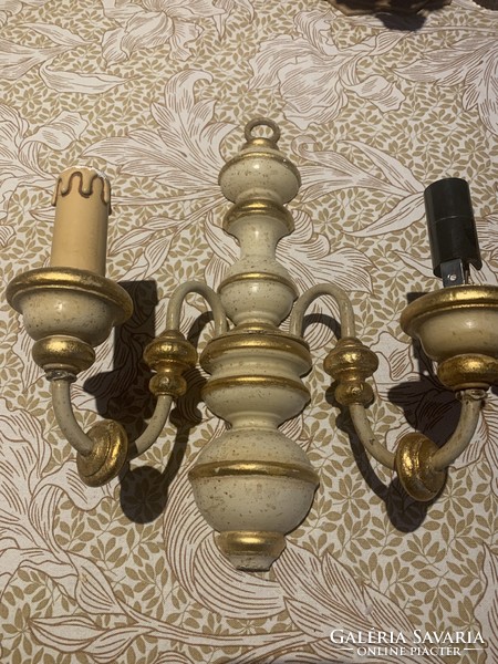 2 wooden white gold old wall arm, lamp