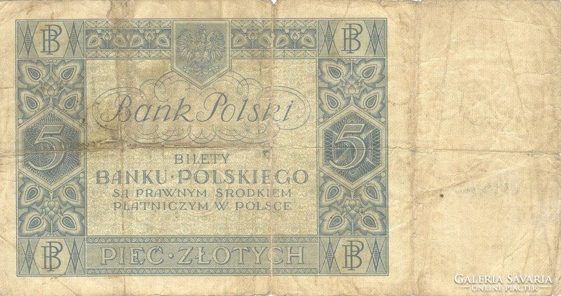 5 zloty zlotych 1930 Lengyelország 1.