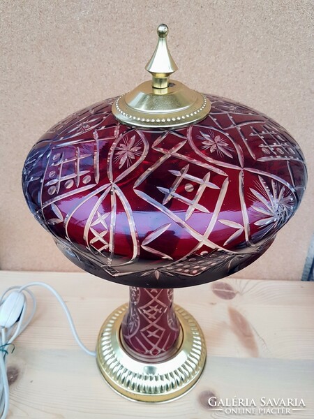 Table lamp, polished burgundy crystal - Debrecen