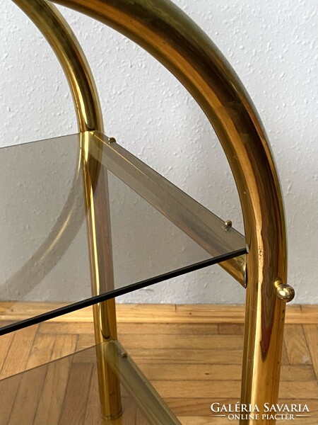 Gold color glamor style bent table furniture with glass tops
