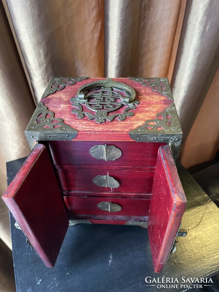 Chinese jade stone jewelry cabinet