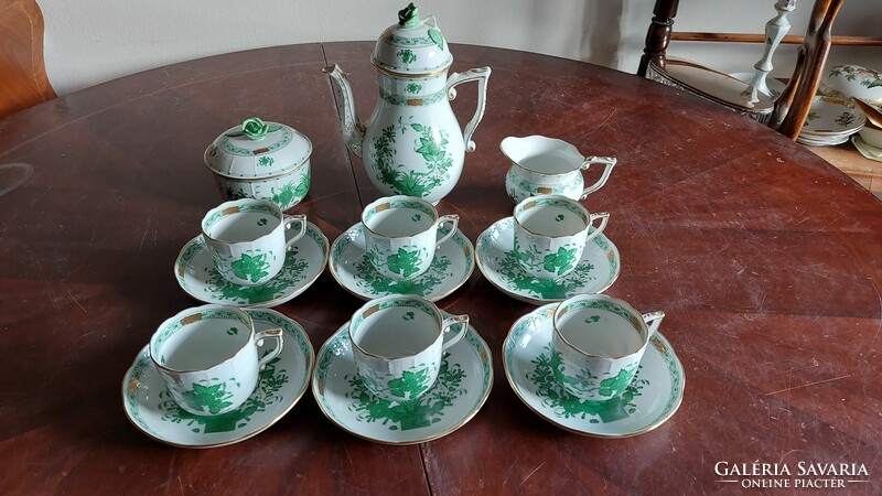 Herend 6-person cappuccino set with an Indian basket pattern