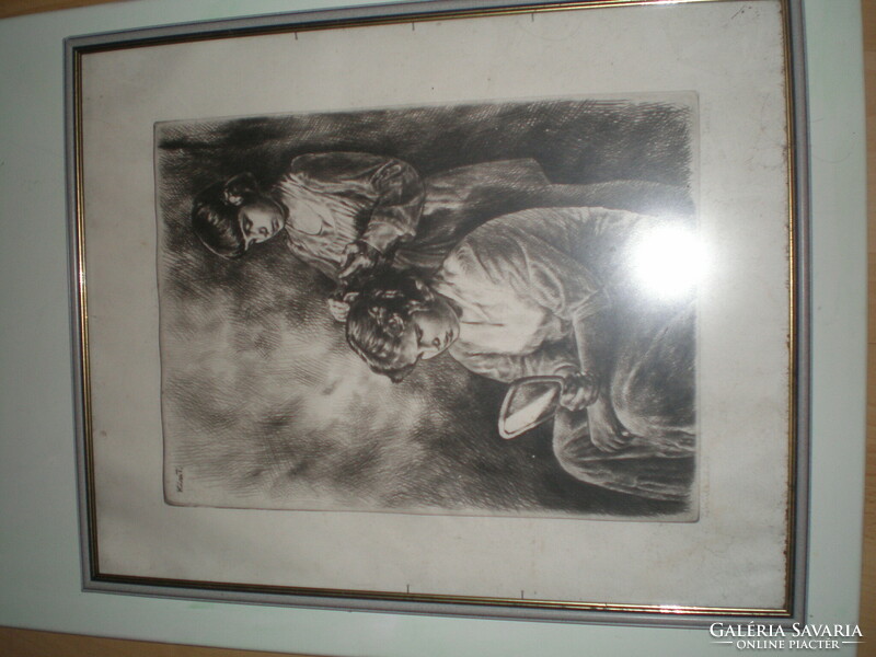 Little Theresia, large and wonderful etching, rarity