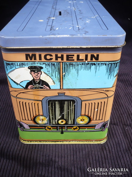 Vintage Michelin car tire advertising metal box