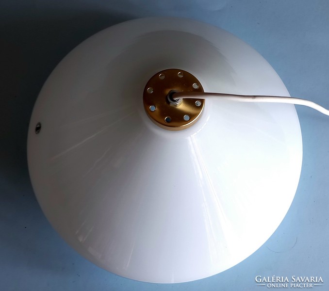Bauhaus ceiling lamp with Murano milk glass shade can be negotiated