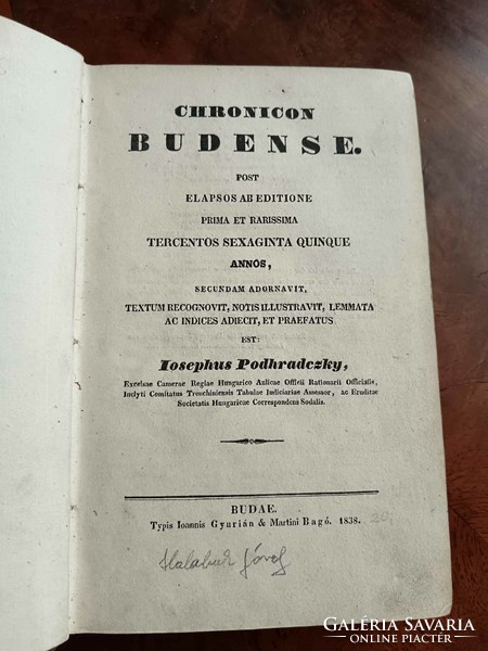 PODHRADCZKY, (József) Josephus: Chronicon Budense, 1838-as bőr és kemény karton kötés