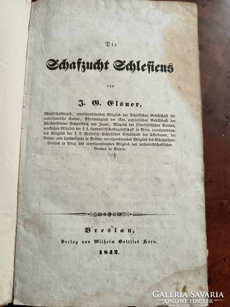 Elsner, J. G. Birkatartás Sziléziában. Első kiadás. Breslau, Wilhelm Gottlieb Korn kiadó, 1842.