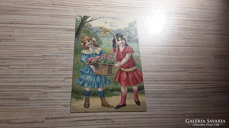 Antique embossed greeting postcard.