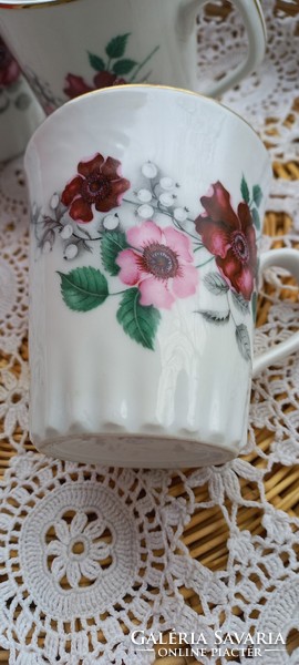3 old Czechoslovakian flower mugs