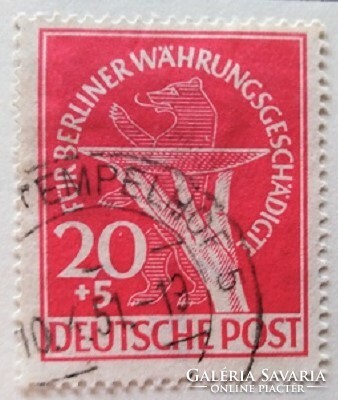 Bb69p / Germany - Berlin 1949 exchange rate loss of Berliners stamp series 20 + 5 pf. Its value is sealed