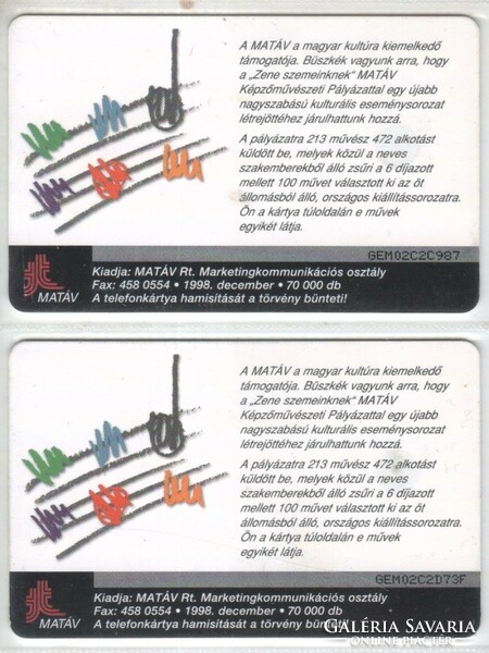 Hungarian telephone card 0936 1999 ef. István Zámbó 40,600-29,400 pcs.