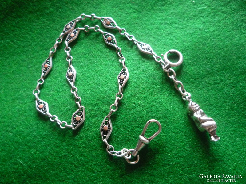 Silver watch chain.