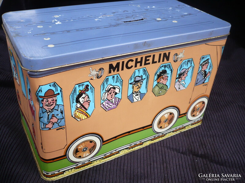 Vintage Michelin car tire advertising metal box
