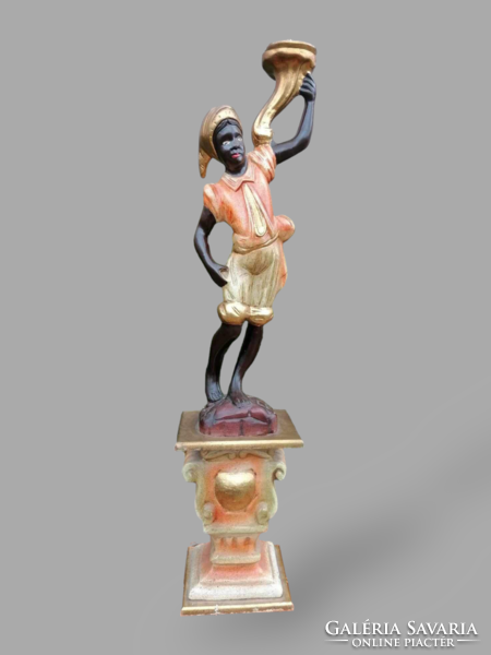 Wooden sculpture candle holder African man