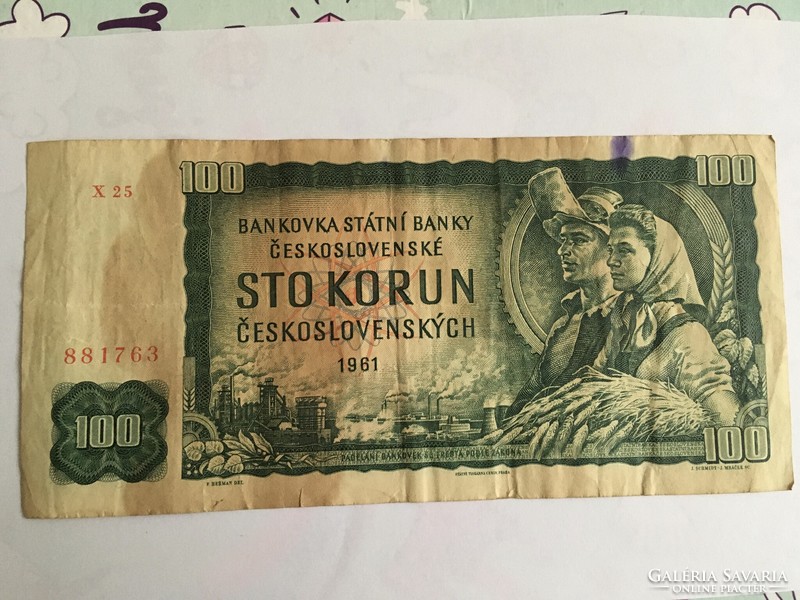 100 korun/ korona Csehszlovákia bankjegy eladó