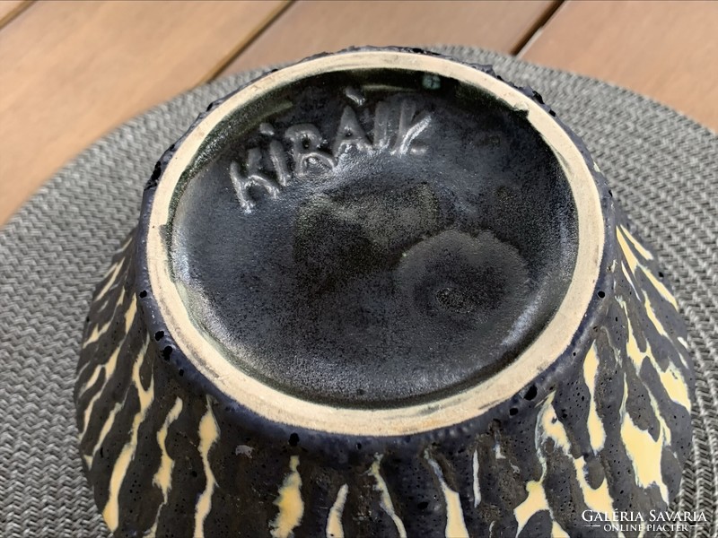 Király ceramic vase/bowl black-yellow