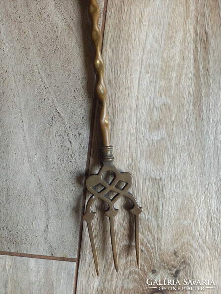 Gorgeous antique copper fork (51.3x5.7 cm)