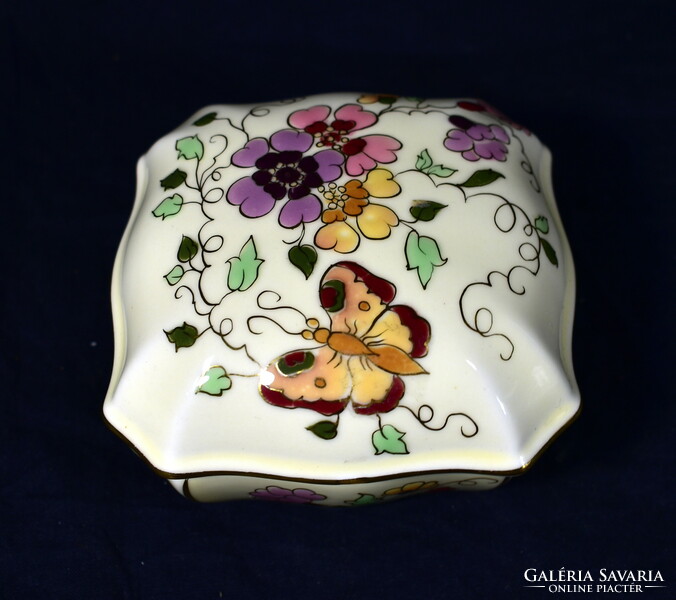Zsolnay porcelain bonbonier with a butterfly pattern