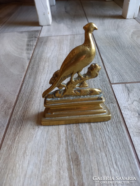 Beautiful old copper pheasant shelf decoration/table decoration (11.7x9x2.6 cm)