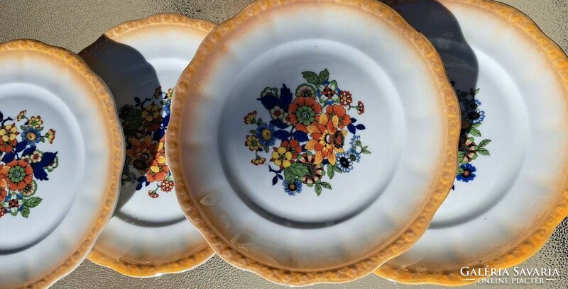 Antique Zsolnay flower pattern dessert plate. 5 Pcs.