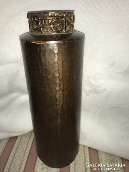 Retro !! Industrial lignifer is also. Hammered copper vase