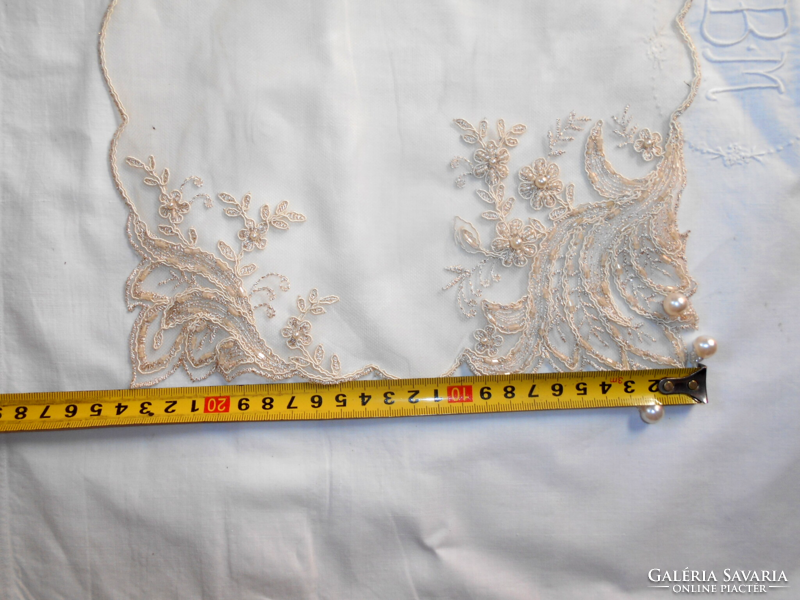 Tulle embroidery--breath-thin, very beautiful, embroidered tulle lace with pearls