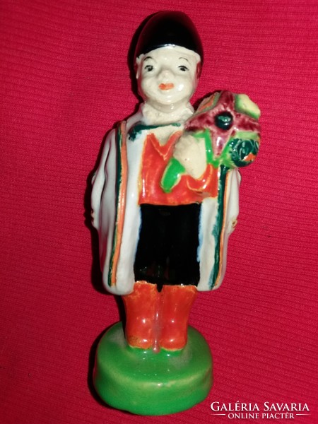 Antique marked Hungarian ceramic figurine of a groom in a filter with a bouquet of flowers 13 x 5 cm