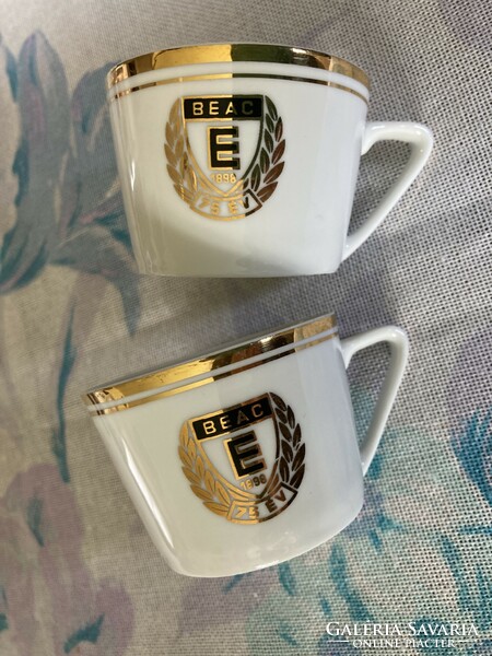 Beac 75 years Hólloháza porcelain mocha cup pair