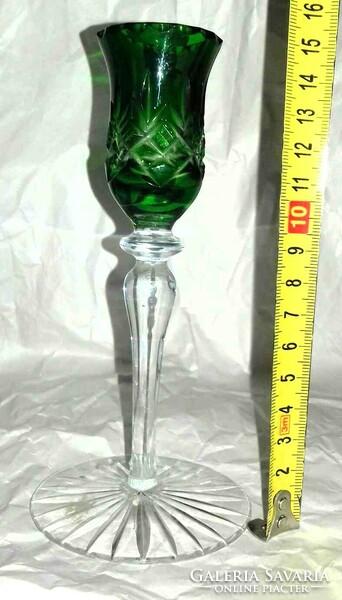 Beautiful crystal candle holder in a rare green color