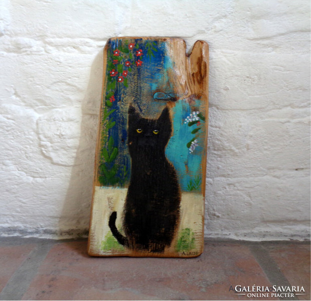 Sooty cats - rustic wooden sign, gift idea - unique wall decoration