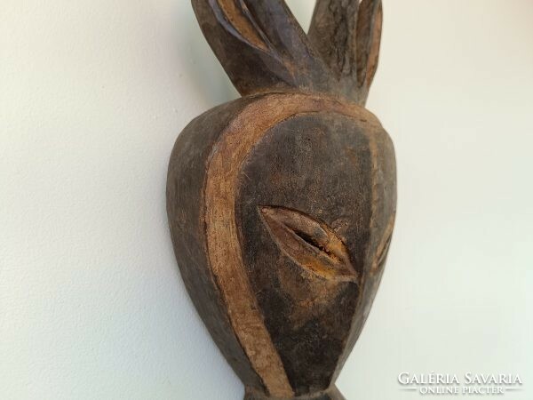 Antique African antelope mask Kwele ethnic group grain African mask 589 drum 58 8647