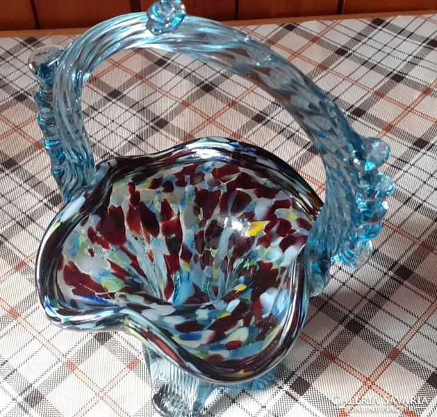 Murano style glass basket