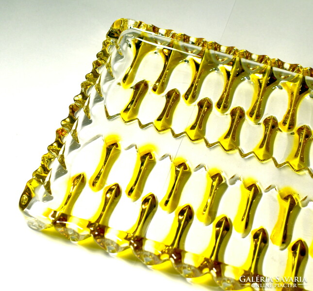 Decorative glass tray with yellow coloring