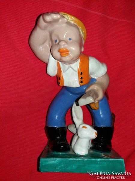 Antique extremely rare hop brothers ceramic figurine the sharp-eyed hunter 24 x 16 cm according to pictures