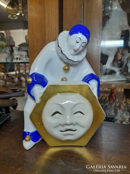 French limoges art deco clown figure porcelain lamp. 20 Cm.