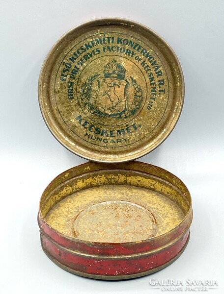 Old round Weiss Manfred Globus candied fruit metal box 1930