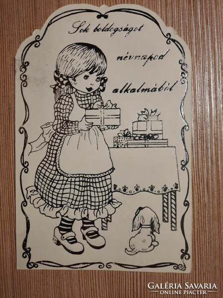 NÉVNAPI üdvözlőlap - retro képeslap - postatiszta