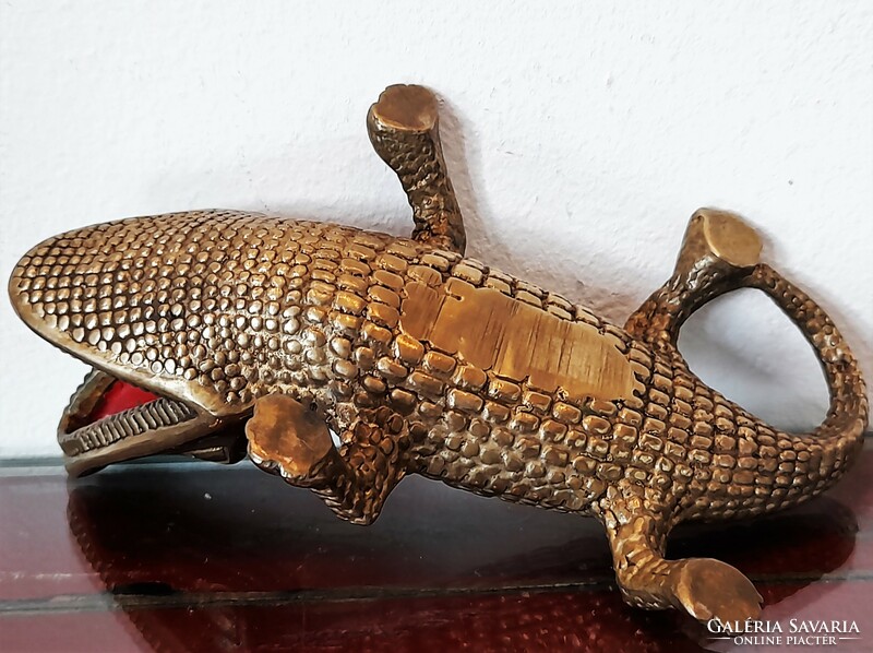 Old copper crocodile figurine