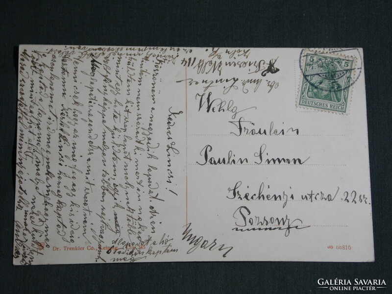 Képeslap,Postcard,Germany, Cöln a. Rh. Frankenwerft ,látkép,gőzhajó, 1909