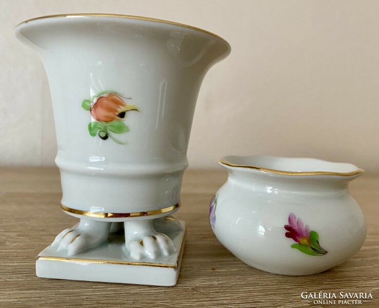 2 pcs! Hand-painted Herend pedestal vase and Herend ring holder set of 2 for 1 price!