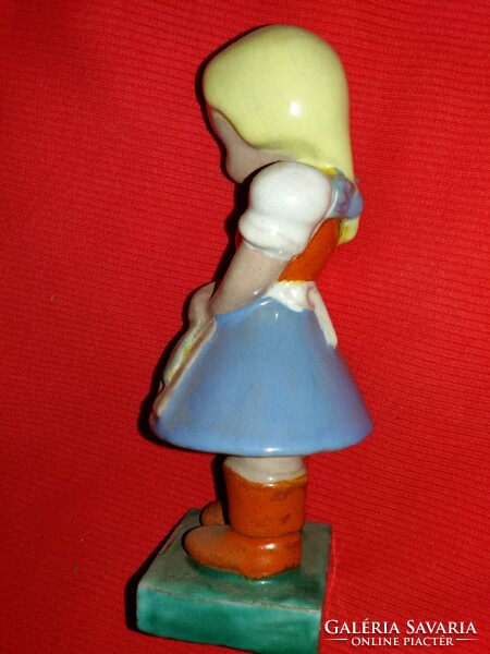 Antique extremely rare hop brothers ceramic figurine of a woman with a blue scarf 16 x 8 cm