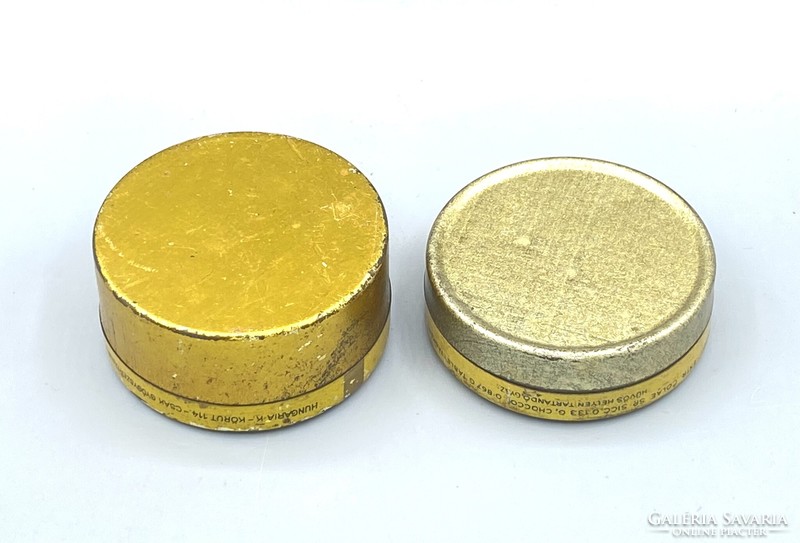 Kisebb és nagyobb méretű Kobona csokoládés kerek fémdoboz. c.1930-40