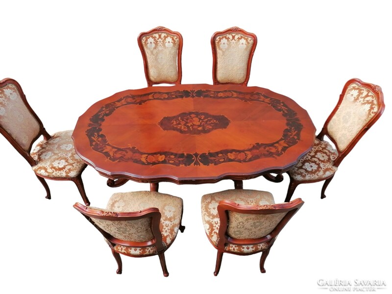 Inlaid baroque dining set
