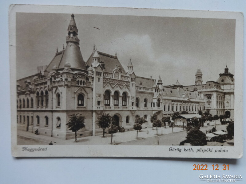 Régi képeslap: Nagyvárad, Görög kath. püspöki palota (40-es évek)