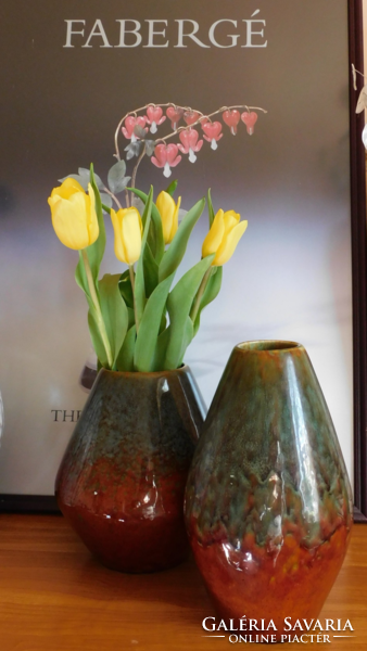 Kispest Gránit vázacsalád mézbarna/zöld mázzal 24 cm