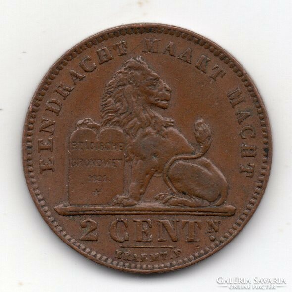 Belgium 2 belga cent, flamand, 1919, szép