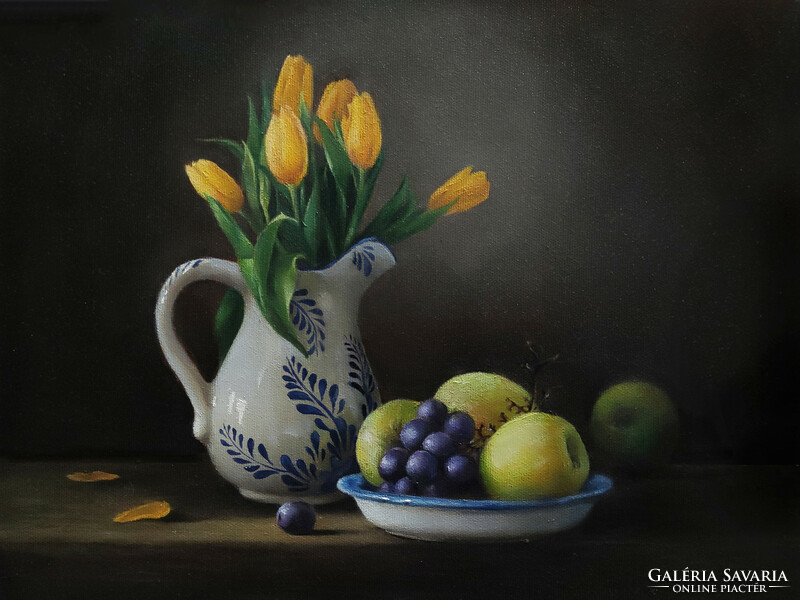 Buttercup Grell: still life with tulips - oil painting 30x40cm