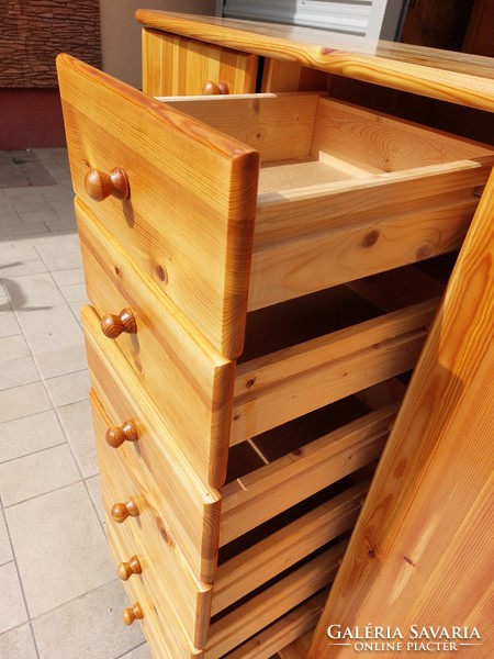 For sale is a tall 6-drawer aniko pine chest of drawers with shelves. Rs furniture furniture in nice, new condition.