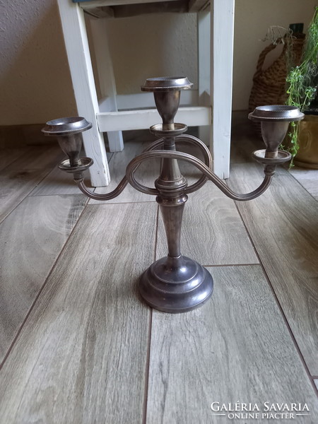 Nice old silver-plated three-prong candle holder (26x26x10 cm)